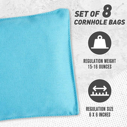 Cornhole Bags Set of 8 Regulation Corn Hole Bean Bags for Cornhole Game, Professional Weather Resistant Corn Hole Bags with Tote Bag