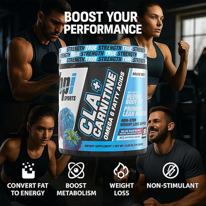BPI Sports CLA+Carnitine ??CLA L Carnitine & Linoleic Acid ??L Carnitine Supplement for Weight Loss, Metabolism & Lean Muscle ??Caffeine Free ??Blue Raspberry ??50 Servings ??12.34 oz