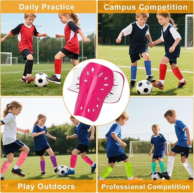 2 Pairs Shin Guards Soccer for Kids,Shin Pads Extra Lightweight Breathable Slide in Shin Guard for Football Training Match Outdoor Activities Protective Slip-in Shin Guards for Boys Girls