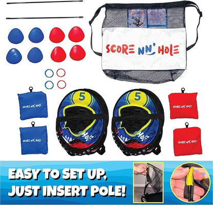 SKIP NN' HOLE Original Fun Stonne Skipping Meets Pool Cornhole Game Floating | for All Ages | Fun Swimming Pool Game for Adults and Family | Easy Setup, Durable, Portable Water and Lake Toy |
