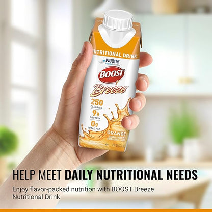 BOOST Breeze Clear Nutritional Drink - 250 Calories - 19 Vitamins & Minerals - 9 g Protein ??Fortified Clear Nutritional Drink with Vitamin A & Zinc - Orange Flavor - 8 fl oz (Pack of 24)