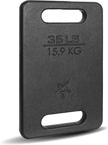 Yes4All Ruck Weight Plate, Cast Iron Rucking Plates with Wide Grip for Swings, Squat, Strength, Weighted Vest Training - Multiple Rucking Weights: 10LB to 45LB