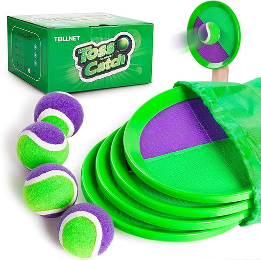 Toss and Catch Ball Set Upgraded - Kids Toys Outdoor Games for Whole Family - Water-Resistant Great for Beach Pool Yard Games - Classic Gift for Boys Girls 3 4 5 6 7 8 9 10 11 12+ Years Old