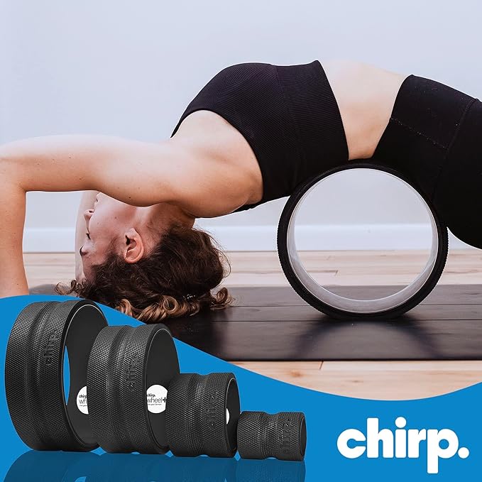 Chirp Wheel Foam Roller ??Targeted Back & Neck Relief, Lumbar Spine Stretcher, Spinal Decompression Back Stretcher, Massage Roller with Density Foam for Physical Therapy, Supports 500lbs, 4-Pack Black