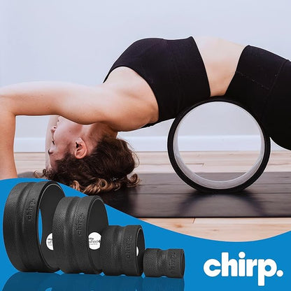 Chirp Wheel Foam Roller ??Targeted Back & Neck Relief, Lumbar Spine Stretcher, Spinal Decompression Back Stretcher, Massage Roller with Density Foam for Physical Therapy, Supports 500lbs, 4-Pack Black