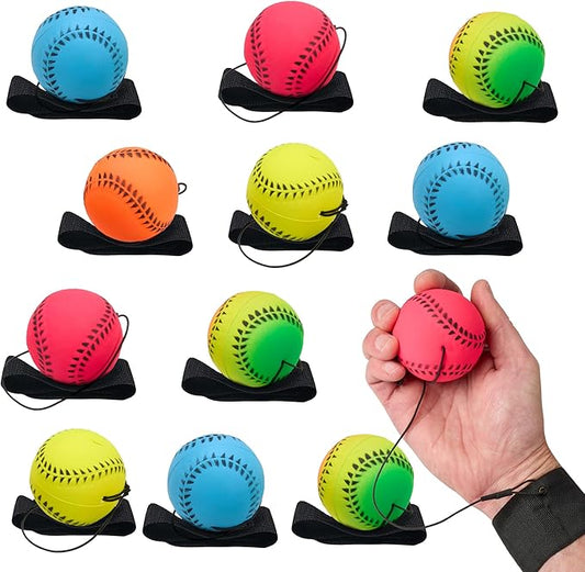 Wrist Baseballs Neon Reactive - 12 Pack - Practice Sports Balls for Fun Outdoor Activity for Kids