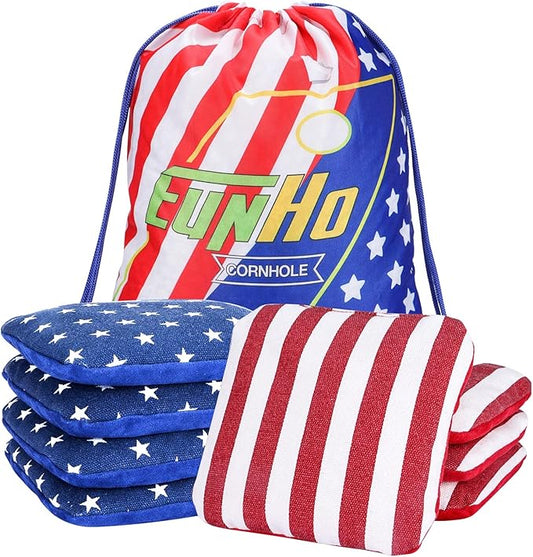 EunHo Dual Sided Cornhole Bags Regulation Set of 8 Professional Cornhole Bean Bags Slick and Stick