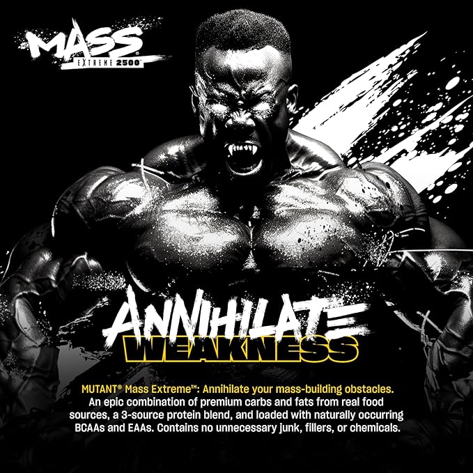 Mutant Mass Extreme Gainer ??Whey Protein Powder ??Build Muscle Size and Strength ??High Density Clean Calories (Vanilla Ice Cream, 6 lbs)