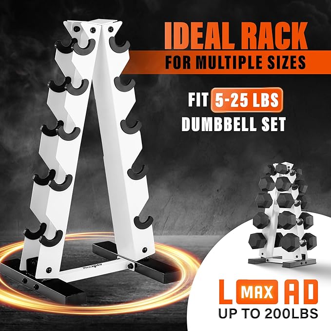 YES4ALL Dumbbell Rack Stand Only, 5 Tier A Frame Weight Rack for Dumbbells