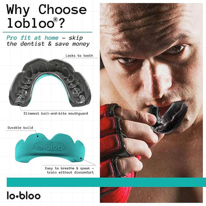 lobloo® PRO-FIT Sports Mouthguard ??Ultra Slim 1mm | Dentist-Level Protection | Precision Vacuum-Fit | Oxygen Performance | MMA, Boxing, Football, Basketball. (Large +14yrs, Purple)