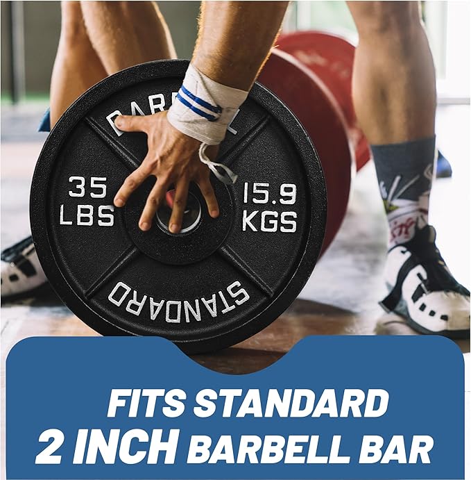 Professional-Grade Cast Iron Weight Plates | Dual-Hole Weight Plates with 2-Inch Bore | Ideal for Strength Training and Weightlifting | Multiple Weight Options Available