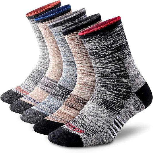 FEIDEER Men's Walking Hiking Socks, Wicking Cushion Quarter Crew Socks for Mens Outdoor Sports
