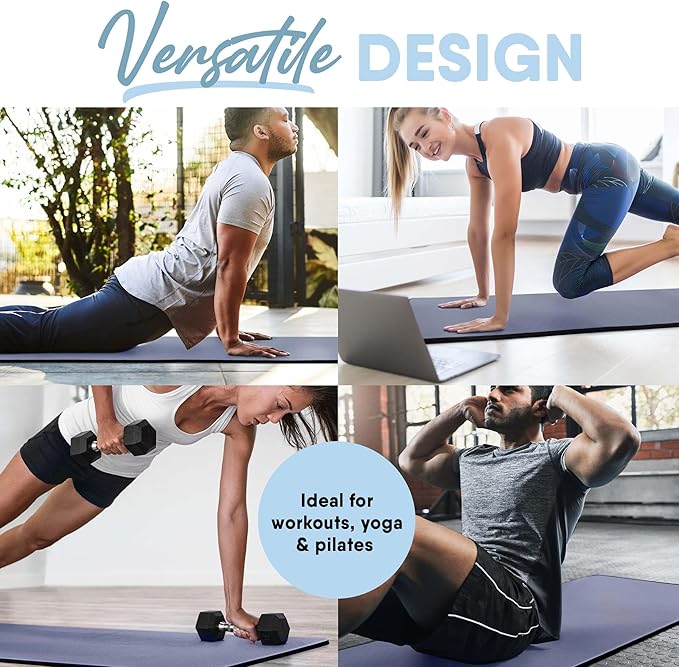 MICRODRY Deluxe Fitness Exercise Yoga Mat for Home & Gym, Extra Thick for High Impact Training, Multi Layered Skid Resistant Surface, Odor Neutralizing with Carrying Strap