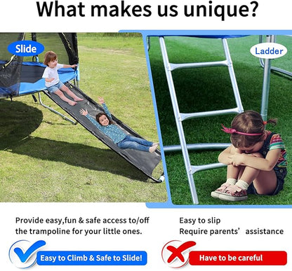 Universal Trampoline Slide 60" * 20" Slide with 2 Iron Plasticized Handles Buffer Bottom Wear-Resistant Fabric Safety Ladder for Kids and Toddle