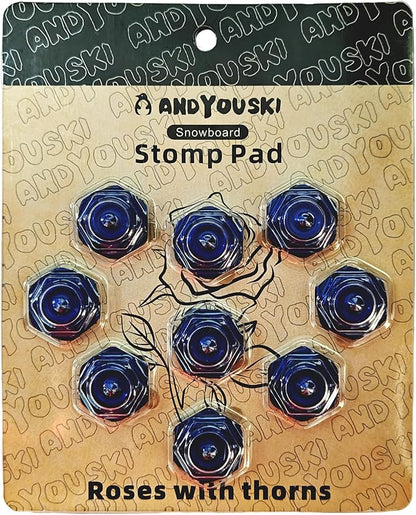 4-Layer Hexagonal Tapered Studs 18mm Aluminum Snowboard Stomp Pad - 9pcs