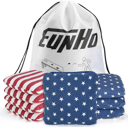 EunHo Cornhole Bags Set of 8 Regulation Size & Weight Corn Hole Bean Bags Official Professional All Weather for Tossing Game with Carry Case