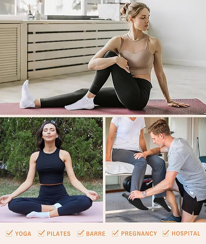 DIBAOLONG Pilates Socks with Grips for Women Yoga Socks Non Slip Barre Hospital Socks 6-Pairs Grippy Ankle Socks
