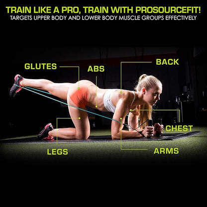 ProsourceFit Single Stackable Resistance Bands with Door Anchor and Exercise Guide, 5-8 LB, Heavy Duty Fitness Tube for Full-Body Exercises and Home Workouts, Green