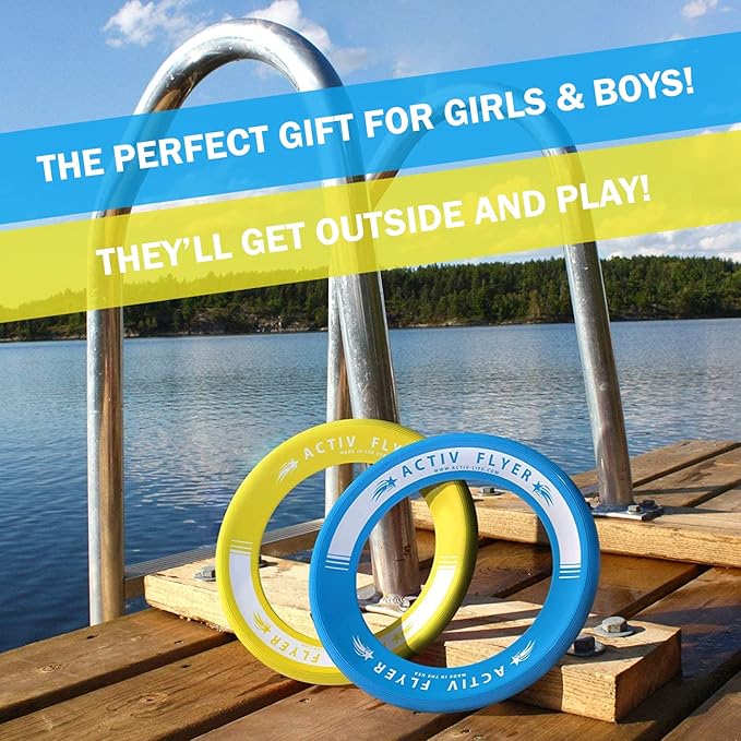 Activ Life Kid’s Flying Rings (2 Pack) They Fly Straight & Don’t Hurt, 80% Lighter Than Standard Rings - Replace Screen Time with Healthy Family Fun - Get Outside & Play
