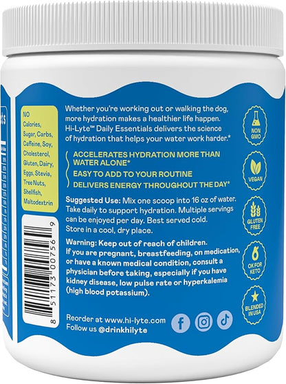 Hi-Lyte Daily Essentials Electrolytes Powder Mix Unflavored, 90 Servings