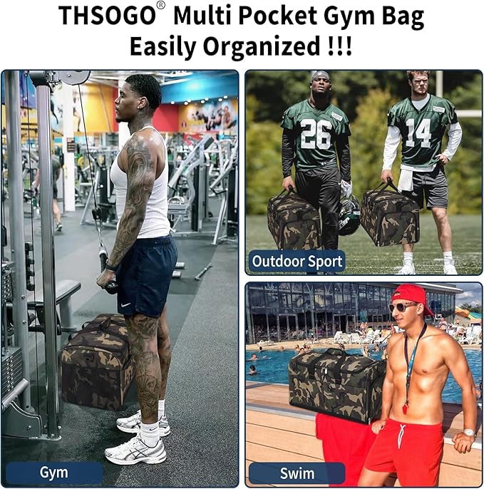 21 inch Gym Bag for Men with Shoe & Wet Compartment - 55L Duffle Bag for Travel Sport (Camouflage)