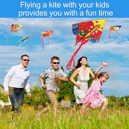 8 Pack Kites for Kids Butterfly Fish Rainbow Delta Pattern with 8 Pcs 109 Yard Kite String Large Easy to Fly for Children Adults Spring Outdoor Beach Games