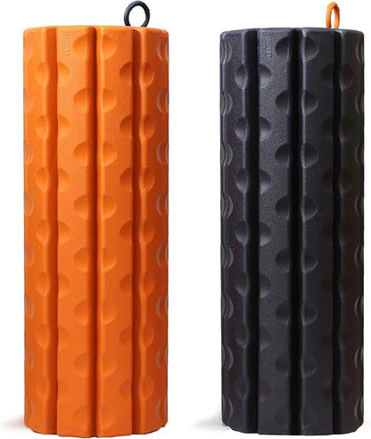 Morph Foam Roller (Bravo-Orange): Collapsible Travel Foam Roller for Back Pain Relief, Workout Muscle Recovery, Back Massager, Deep Tissue Leg Massage, Back Cracker, Stretcher; Small, Portable