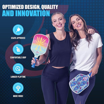 4Joy Pickleball Paddle Premio Series - Thermoformed Premium T700 Carbon Fiber Pickleball Paddless - Professional Pickleball Rackets for Women & Men - 16mm Honeycomb Core - USAP Approved