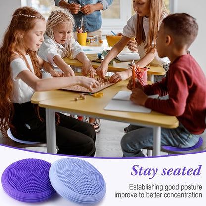 Libima 4 Pcs Wiggle Seat Inflated Wobble Cushion for Sensory Kid 13 Inches Balance Disc Flexible Seating for Classroom Sensory Pad for Chair Wiggle Cushion with Needle Pump