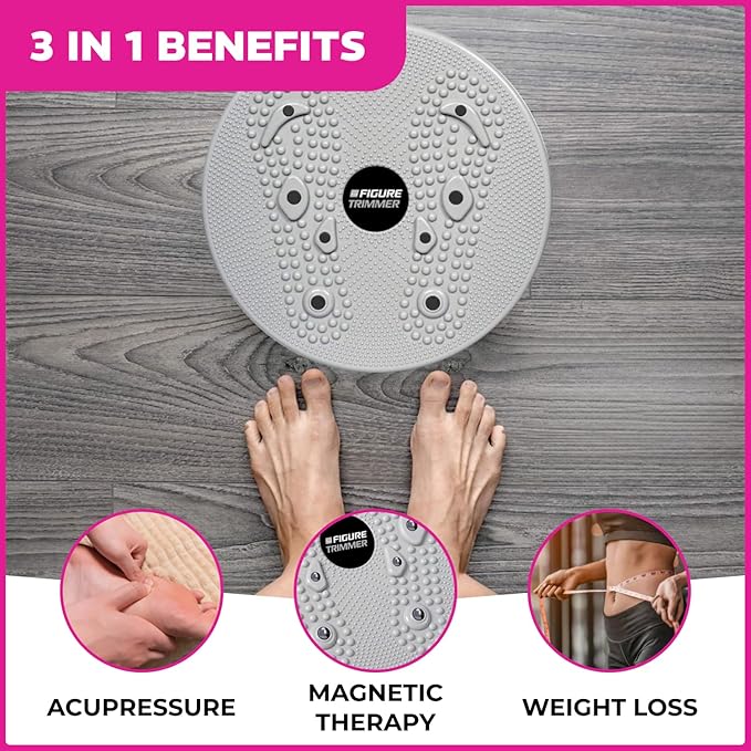 Daiwa Felicity Figure Trimmer Ab Twister Board - Waist Twister Machine for Core & Abs Exercise - Waist Twisting Fitness Tool, Dizzy Disc Twist Board for Slimming Workout with 8 Magnets Reflexology