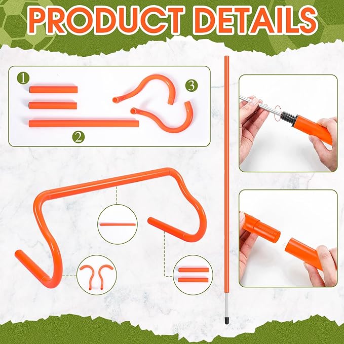 Agility Training Equipment Soccer Speed Training Includes 4 Adjustable Soccer Agility Poles 4 Agility Hurdles 6 Soccer Cones for Youth Adults Athletes Football Soccer Training