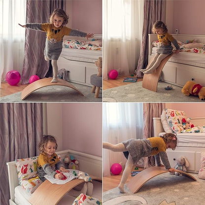 NUTTY TOYS Montessori Wooden Wobble Board for Kids & Adults -100% Natural Wood Balance Board Toddler Balancing Toy Unique Boy & Girl Open Ended Toy Best Christmas Stocking Stuffer Gifts Idea 2025