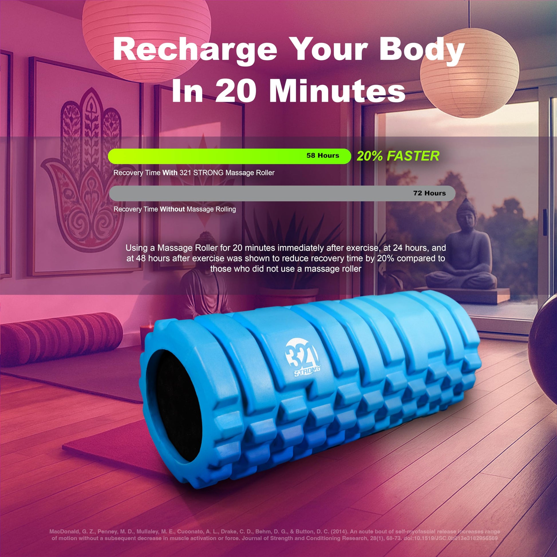 321 STRONG Patented 3-Zone Massage Roller, Medium Density for Exercise