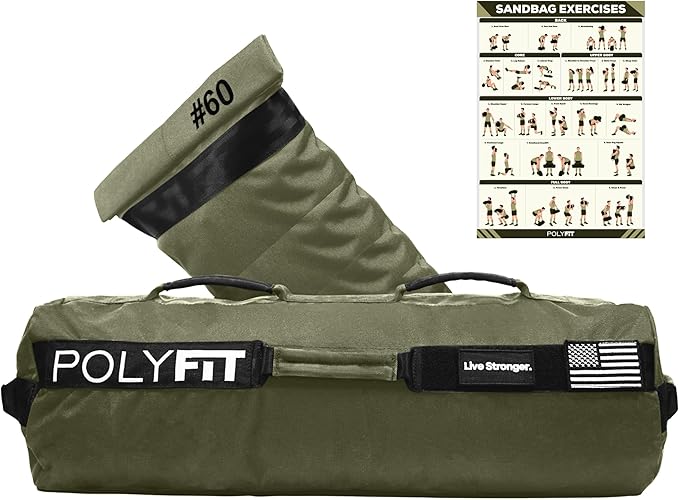Polyfit Sandbag Pro - Workout Sandbag with Triple Closure Filler Bag and Reinforced Nylon Webbing - Sand Not Included - Multiple Colors & Sizes
