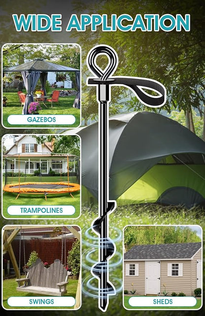 Trampoline Anchors Set of 8 - Heavy Duty Trampoline Stakes - Ground Anchors Resistant High Wind - Ground Stakes Heavy Duty with Straps