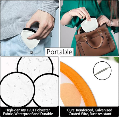 Foldable Flying Disc Fans Set with Bags, 9.8 Inch Black Egde Fabric Beach Flying Disc for Wedding Gift Party Favors Outdoor Activity