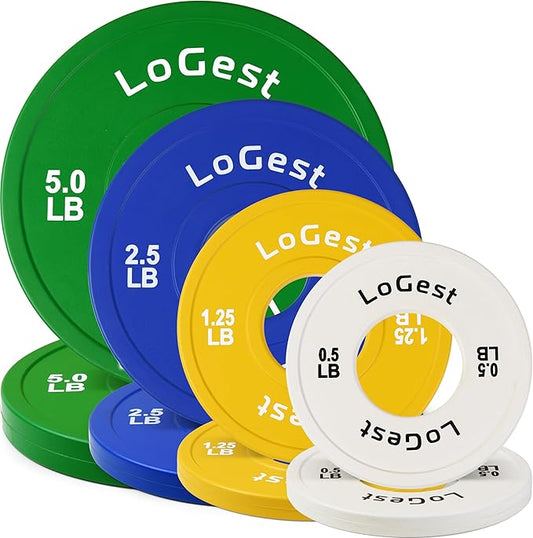 LoGest Olympic Change Weight Plates Set - For Weightlifting, Powerlifting or Gymnastics - 8-Piece Set Fractional Weight Plates - 0.5LB 1.25LB 2.5LB 5LB Pair Cross Training Bumper