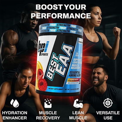 BPI Sports Essential Amino Acids EAA Powder - Pre, Intra & Post Workout Drink - BCAA Powder for Men & Women, EAA + BCAA + Hydration, Advanced Formula with 10g of EAA. (Lemon Berry)