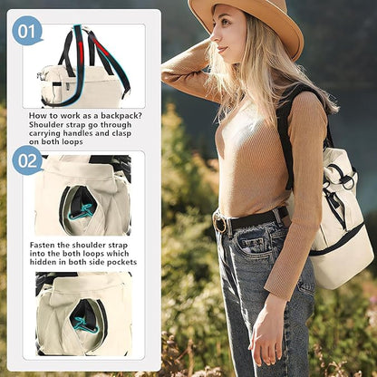 Gym Bag for Men Women, Tactical Travel Duffel bag with Removable Dividers & Shoe Compartment, Weekender Carry on Bag with Toiletry Bag, Overnight Range Bag for Workout Soccer Yoga Gym (White)