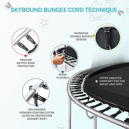 SkyBound 14 FT 12 FT 10FT 8FT 6FT Springless Trampoline for Kids and Adults - Recreational Trampolines with AntiRust Coating - Bungee Cords Outdoor Trampoline for Kids - No-Gap Design Zipper System