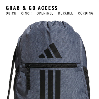 adidas Alliance Sackpack – Drawstring Backpack for Sports, Small Gym Bag, Twill Onix Grey/Black/3