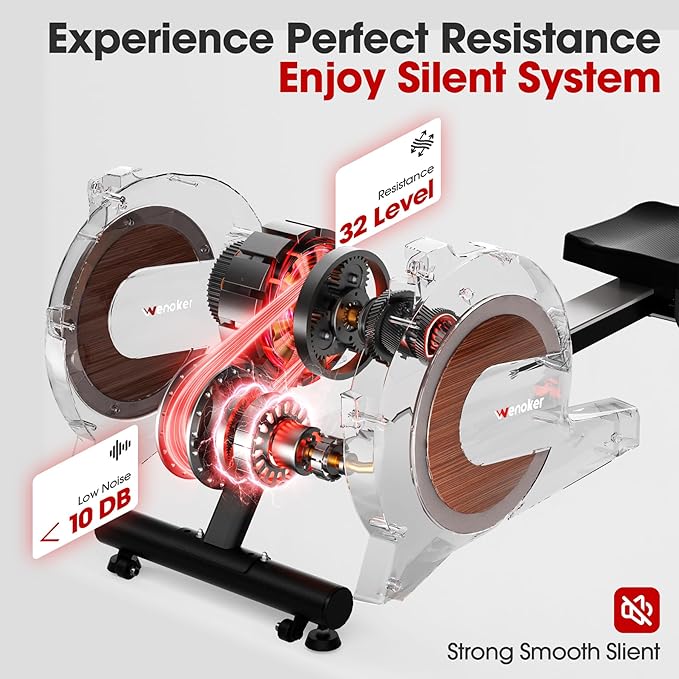 Rowing Machine, Magnetic Rowing Machine for Home, Upgraded 32-Levels Quiet Resistance with Smart Electronic Knob, 350 LBS Weight Capacity, Compact Rower Machine Easy Assembly, App Supported