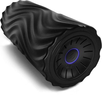 Zyllion Rechargeable Vibrating Foam Roller with 4 Speeds - Cordless Electric Deep Tissue Massager for Muscle Pain Relief, Black/Black, ZMA-22