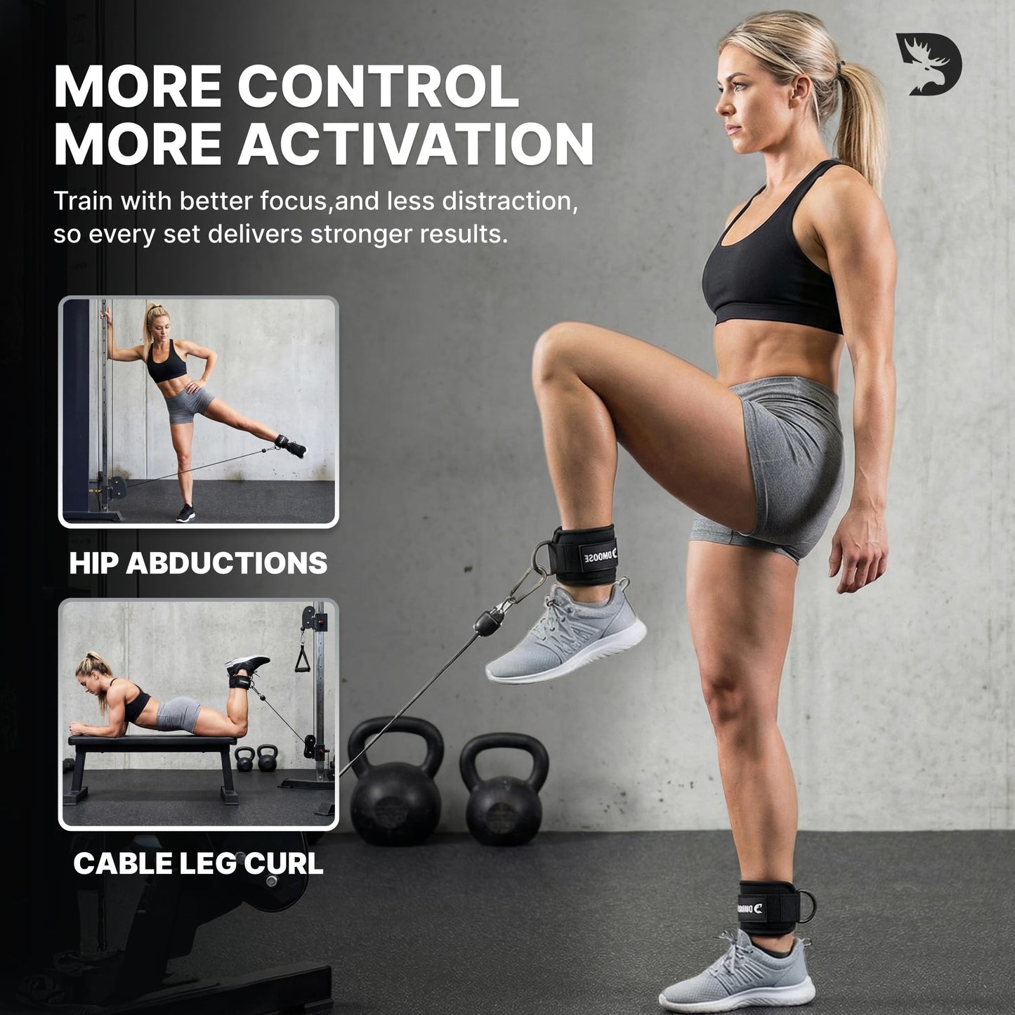 DMoose Ankle Strap for Cable Machine Attachments - Gym Ankle Cuff for Kickbacks, Glute Workouts