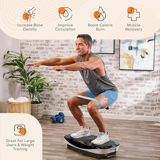 Lifepro Rumblex Max 4D Black Vibration Plate Exercise Machine with Loop Resistance Bands for Home Fitness Shaping Training Recovery Tone & Strength
