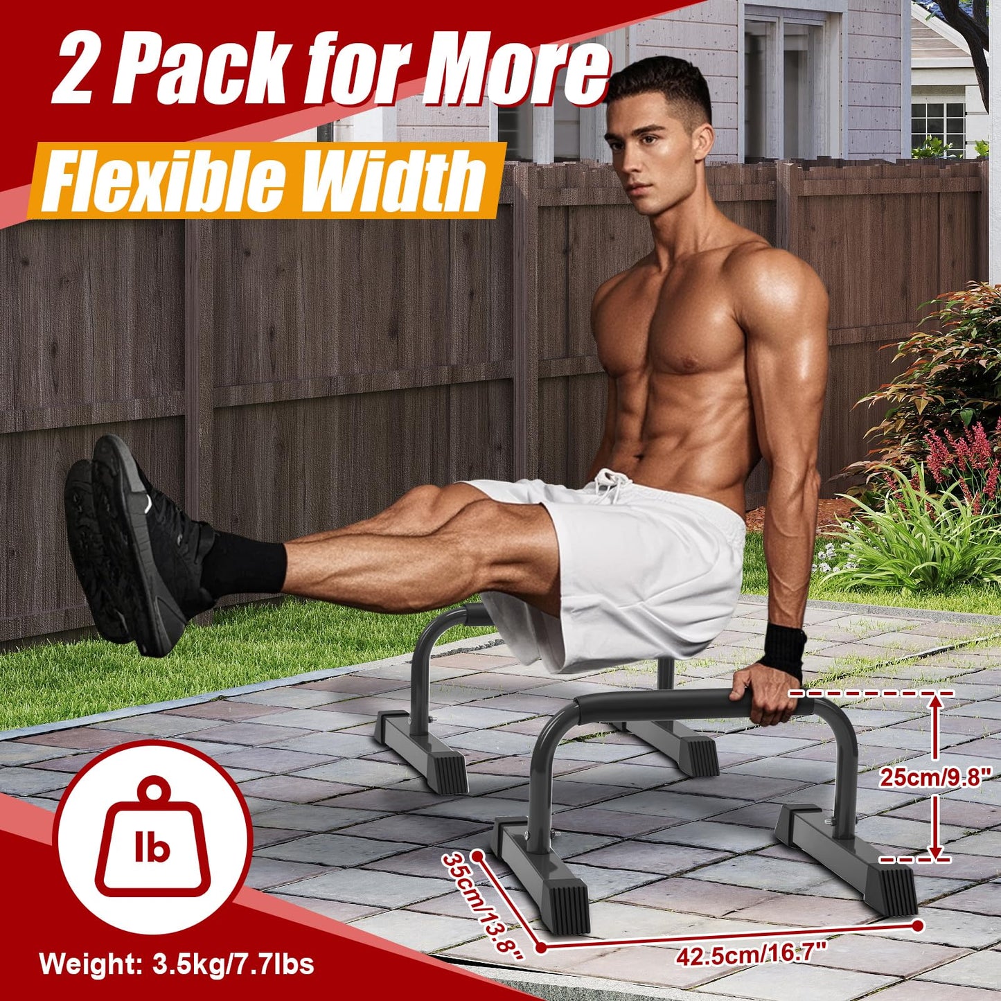 Push Up Bars: Sweat-resistant Parallettes Bar for Handstands L-sit & Dip, No Wobbling Strength