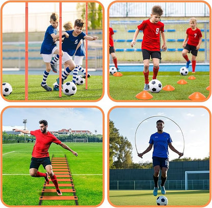 Soccer Agility Poles Set with Agility Ladder Soccer Cones Jump Rope Adjustable Detachable Soccer Agility Training Equipment for Speed Training