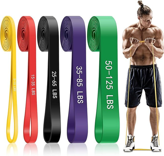 Pull Up Assistance Bands, 5-Level Resistance Bands for Working Out, Pull Up Bands for Men & Women, Exercise Bands for Full-Body Training, Fitness, Physical Therapy, Stretch Workout Bands at Home, Gym