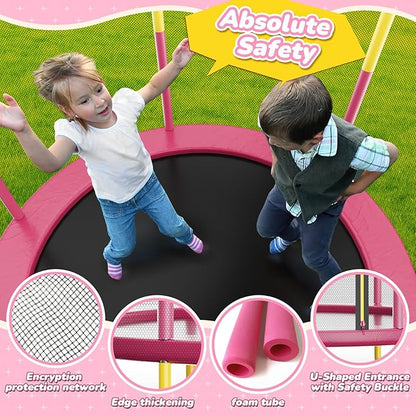 6FT Indoor Trampoline for Kids Ages 1-8, 72" Mini Toddler Indoor & Outdoor Trampoline with Safety Enclosure Net, Basketball Hoop & Dart Board, Birthday Gifts for Boys & Girls, Baby Toddler