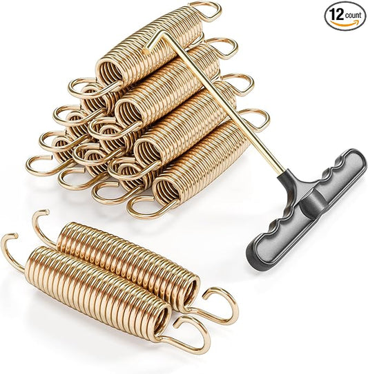 Trampoline Springs Heavy Duty with Swivel & Straight Hooks, Stainless Steel Trampoline Accessories Ideal Spring Replacement, Includes T-Hook Tool